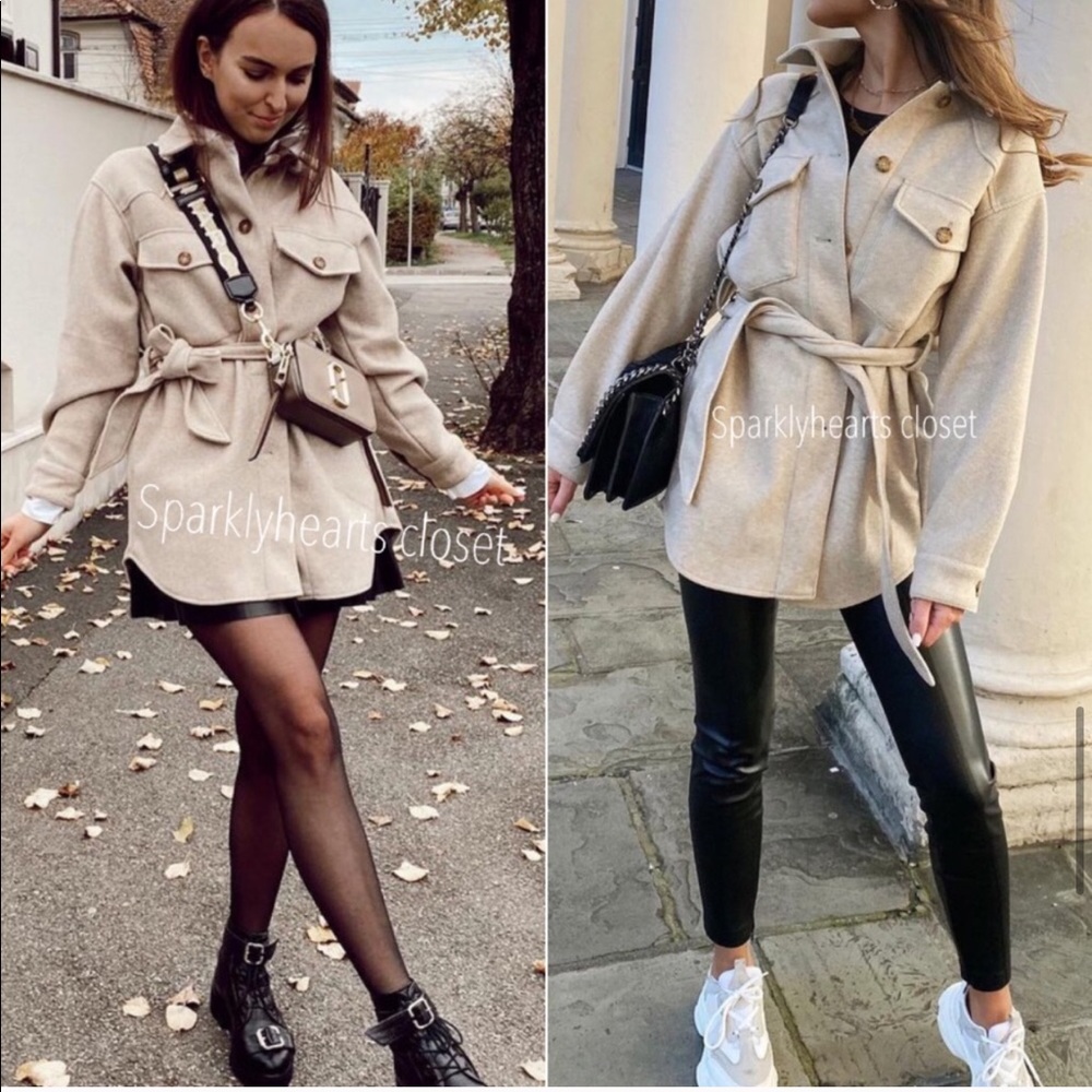 🎉HP🎉NWT Zara Belted Overshirt - Picture 8 of 12